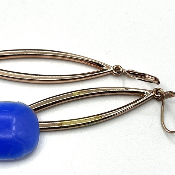 Joan Rivers Rose Gold Tone Elongated Hoop Dangle Earrings Pierced 2.5" - Picture 9 of 9